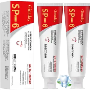 2Pcs SP-6 Probiotic Whitening Toothpaste, 6 Probiotics Formula for Teeth Whitening and Gum Health, Fluoride-Free Toothpastes, Fresh Breath Mint Flavor