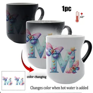 Color-Changing Butterfly Heart Ceramic Coffee Mug, Heavy Mug, Perfect for Christmas, Halloween, Valentine's Day, Mother's Day & Father's Day Gift, 11 Oz/330 Ml