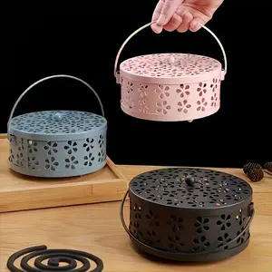 Heat-Resistant Mosquito Coil Holder, Large Stainless Steel Mosquito Coil Stand, Flower Cutout Design, Ideal for Bedroom, Garden, Outdoor, Camping
