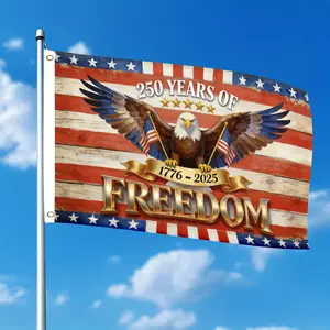 Double-sided America250 Heavy-Duty 3x5 FT American Flag with Bald Eagle for Outdoor US Semiquincentennial Celebration 2026 - Fade Resistant Patriotic Banner for 4th of July, Home, Garden