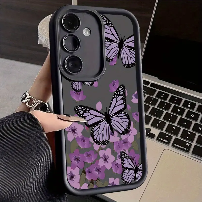 Phone case: Compatible with  Galaxy Phone Case, Purple Butterfly Design, for A05, A12, A13, A14, A23, A35, A50, A30, A20, A21S, A33, A51, A22, A54, A70, A73, A55 4G/5G Models, New F12, M10S, M02S, A50S, M12 Cute Cartoon Fashion Trendy Phone Case