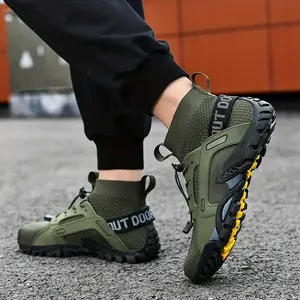 Men's Trendy Breathable Sneakers, Wear-resistant Non-Slip Outdoor Shoes For Hiking Fishing Footwear