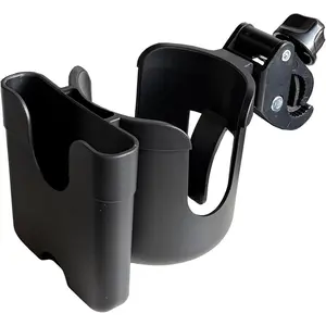 Wheelchair/Bike Cup Holder, Universal Cup Holder with Strollers, Adjustable Drink Holde and 2-in-1 Cup Phone Holder fits for Stroller, Bike, Wheelchair, Walker, Scoote.