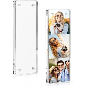 2 Pack Photo Booth Frame 2x6 Picture Frame,  Fridge  Frames, Clear  Frame,   2x6 Photo Picture Frames for Refrigerator