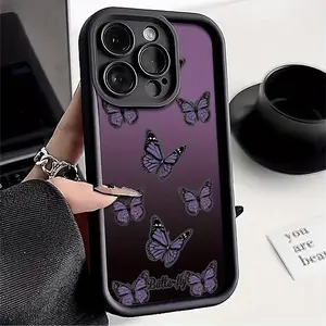 Sweet Gradient Purple Butterfly Pattern-Themed Phone Case, High Quality Protective Phone Case, Accessories, Suitable for iPhone 17/16/15/14/13/12/11 Pro, Plus, Pro Max, Mini, X, XS,XSMAX, XR and Other Series, Shockproof, Lightweight, TPU Material.