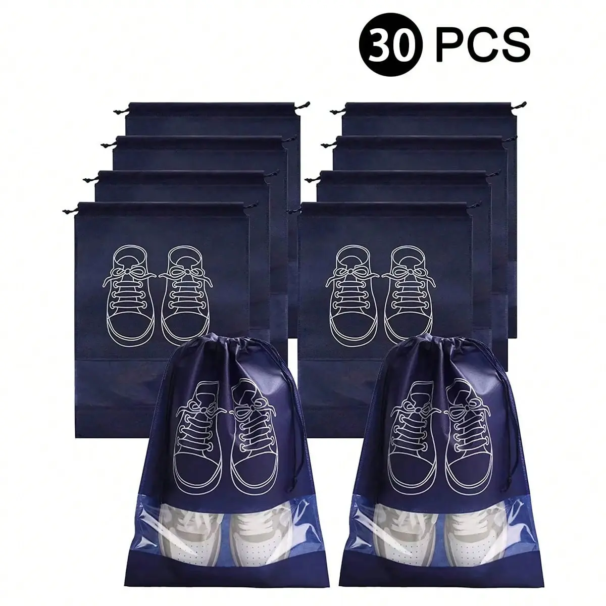%1/5/10pcs Shoes Storage Bag With Rope Non-Woven Fabric Shoe Bags For Travel Portable Waterproof Shoes Packing Bag Multifunctional Storage Bag Shoe Organizer For Men And Women Travel Supplies