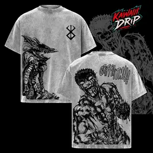 Berserk One-Armed Warrior Vintage T-Shirt Anime Graphic Tee Washed Oversized Streetwear Top Retro Manga Panel Inspired Artwork Cult Dark Aesthetic Unisex Shirt Anime and Manga Fans Manga Art Prints Graphic Anime Tee Streetwear Merch