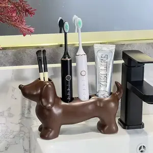 3D Printed Weiner Dog Toothbrush Holder, Multi-Functional Bathroom Organizer, Suitable for Electric Toothbrush, Toothpaste, Makeup Brushes