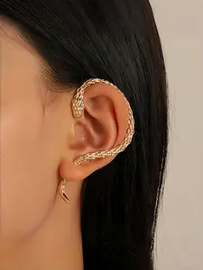 Punk Vintage Snake Ear Cuff Earrings, Fashionable Earrings, Statement Earrings, Unique Couple Design, Fun Stud Accessories, Perfect Gift for Family and Friends, Eye-Catching Style