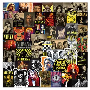 52 Pieces Nirvana Band Stickers - Rock Music Fan Decorative Decals for Laptops, Phone Cases & Guitars