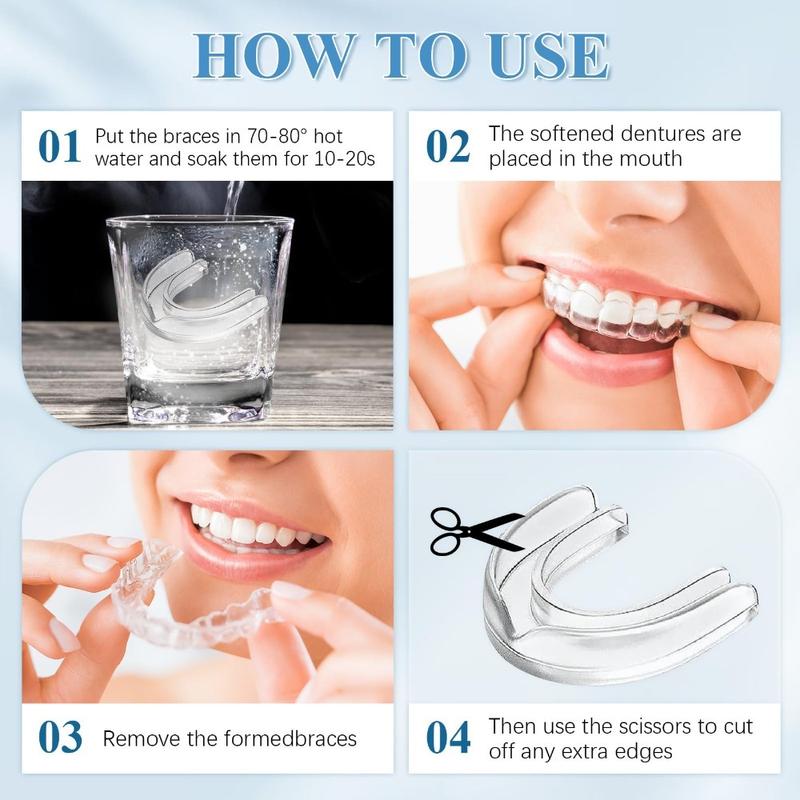 4-Pack Dental Mouth Guards for Teeth Grinding & Anti-Snoring – Reusable Custom-Fit Night Guards, Teeth Whitening Trays, Essential for Oral Health Protection, Mouthpiece
