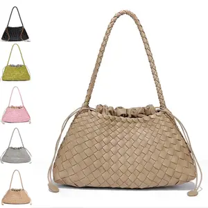 LUNÉ KVI New Handwoven Underarm Bag for Women: Vintage-Style Fashionable Shoulder Bag, Elegant and Versatile, Handheld Grocery Basket, Unique Half-Moon Design Shoulder Bag