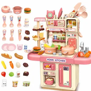 Kids Kitchen Playset with Running Water Sink, Pretend Play Cooking Toy Set with Play Food & Accessories, Educational Kitchen Toys for Girls Boys Ages 3-6