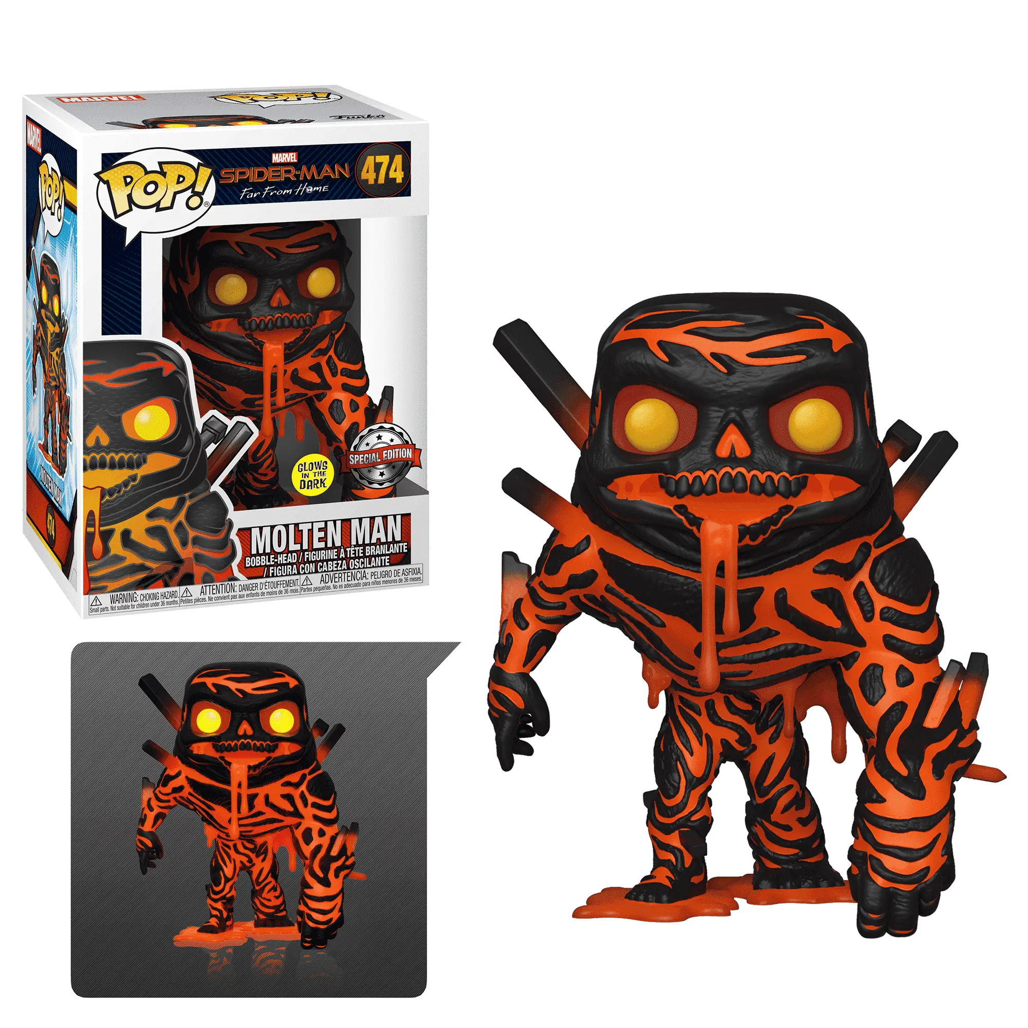 Spider-Man: Far From Home Molten Man (Glow) GITD VAULTED #474 Funko Pop Vinyl Figure