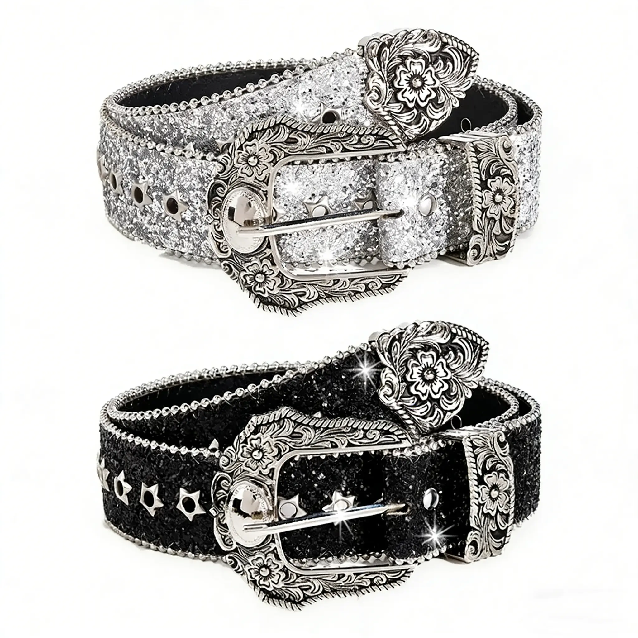 Punk Style Stylish Rhinestone Western Cowgirl Style Y2K Belt Sparking Pu Leather BB Belts Jeans Dress Accessories For Women, Rhinestone Men & Women Accessories for Daily Clothing Decor