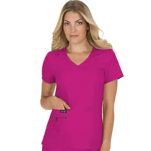 Becca V-Neck Solid Scrub Top by KOI XXS-3XL / Azalea Pink