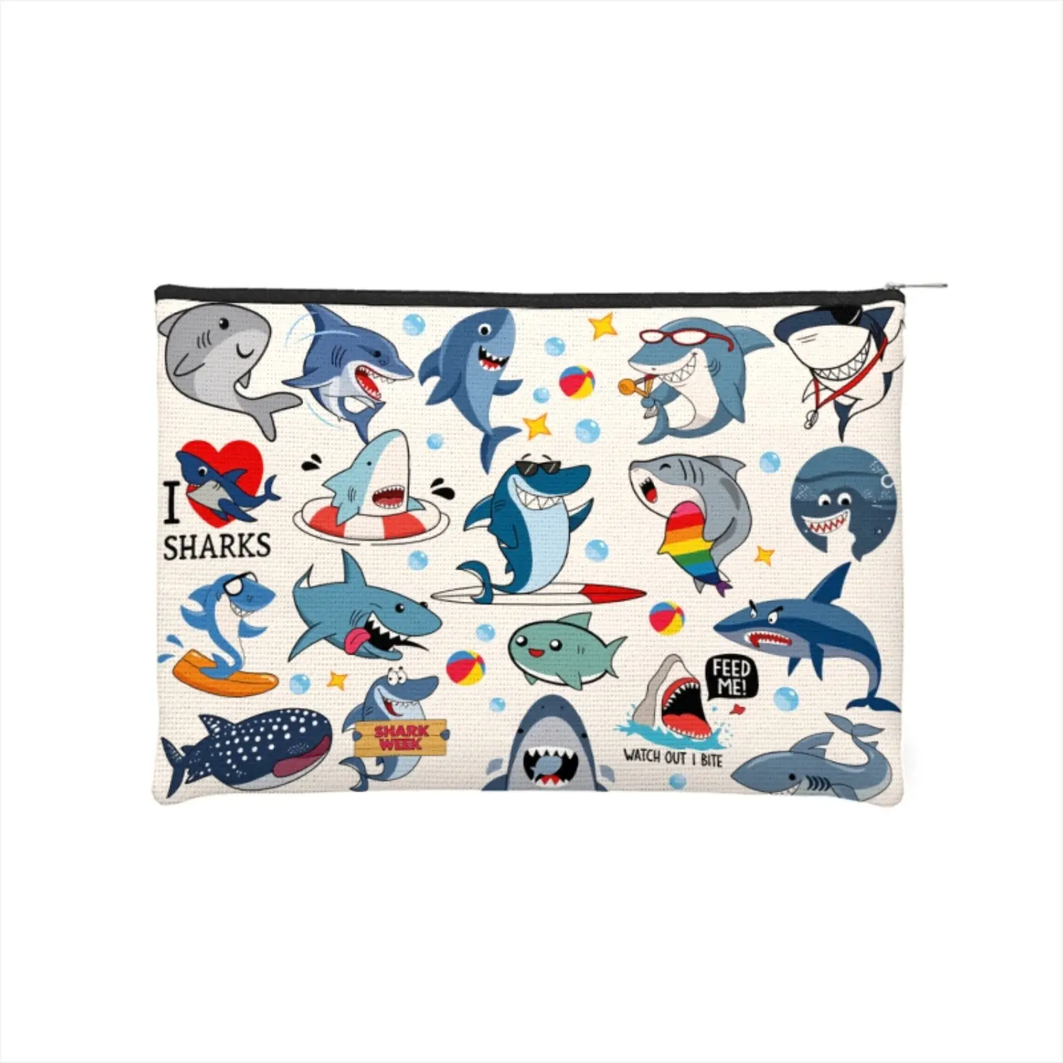 Fun Cartoon Shark Zipper Bag, Marine Animal Pen Bag, Portable Storage Bag, Makeup Bag, Small Item Organizing Bag