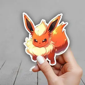 Cute Flareon Eeveelutions Poke Sticker - Laptop, Planners, Journaling, Hydroflask, Yeti, Water bottle Sticker