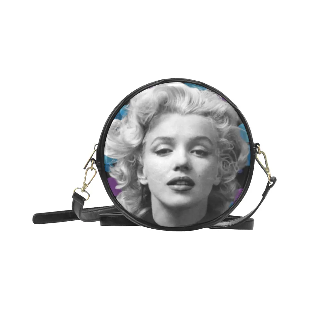Round Sling Bag for Women - Crossbody Shoulder Bag Marilyn Monroe Blue Bubbles