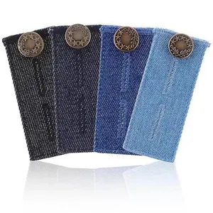4 Pcs Denim Pants Extender for Jeans Elastic Button Extender Adjustable Waist Extenders with Metal Button Maternity Waistband Extender Jean Button Extender for Women Men(4 Colors)
