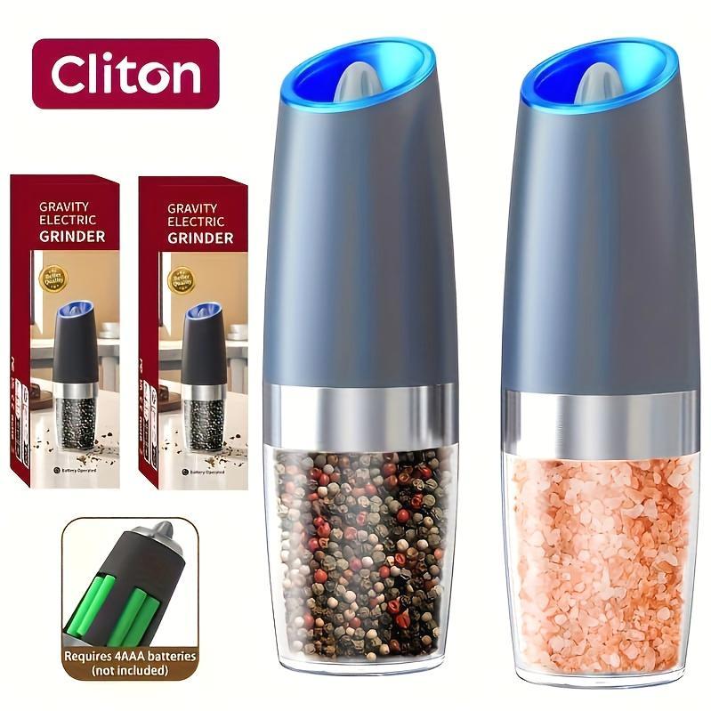 1pc-2pcs Electric Salt and Pepper Grinder Set with LED Lights - Large Capacity, Gravity-Driven Mechanism, Multi-Color Options, Modern Home Kitchen Utensils for Seasoning