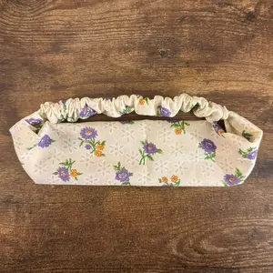 Purple & Yellow Floral on Cream Fabric Headband
