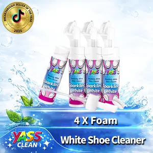 Yass Clean Bootifully Foam White Shoe Cleaner Sparkling White 200ml 7 OZ 4PACK - Use a Gentle Brush to Remove Stains - Trainer Cleaner