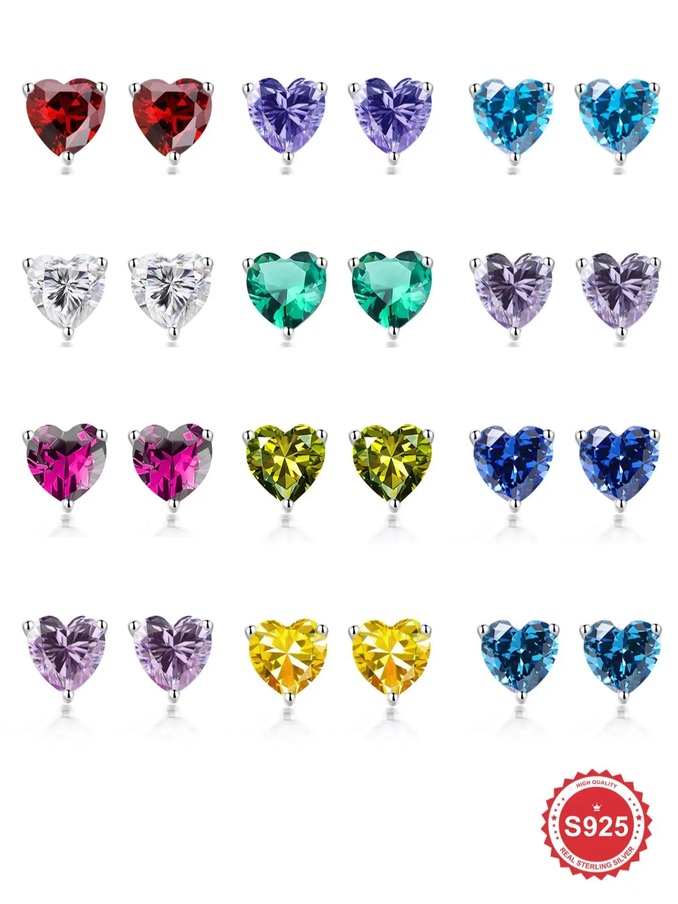 925 Sterling Silver 6mm Heart Shaped Cubic Zirconia Stud Earrings, Fashionable Stud Earrings for Women, Trendy All-match & Exquisite Jewelry for Birthday Gift