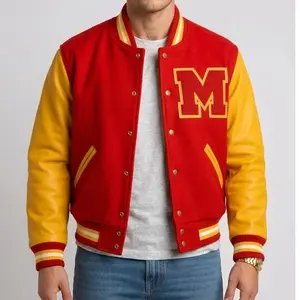 Men's Letterman Michael Jackson Varsity Baseball Jacket Sleeves Wool