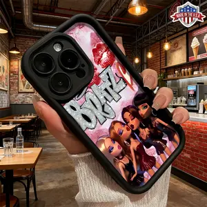 Cute Bratz Girls Cartoon Fashion Aesthetic Design Case for iPhone 17 16 15 14 Pro Max 13 12 11 XR XS Plus Air Slim Lightweight Shockproof Anti Drop Protective Durable TPU Cover