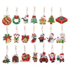21 pieces/set, DIY Diamond painting art set, Christmas-themed acrylic single-sided crystal diamond painting keychain set, suitable for window decoration, key decoration or as a gift, Bling Bling Keychains