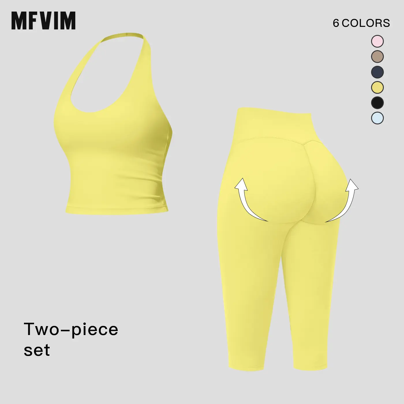 MFVIM Women’s halter V-neck yoga set — high-waisted, thigh-lifting fitness leggings; seamless, quick-dry running two-piece set with a second-skin feel,travel essentials,camping essentials