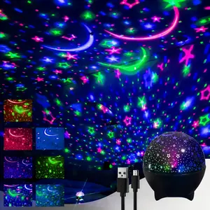 Starry Moon Projector Lamp with 7 LED Modes, USB Color Flashing Decorative Led Light for Kids Room Party, Perfect Gift for Mother's Day & Valentine's Day
