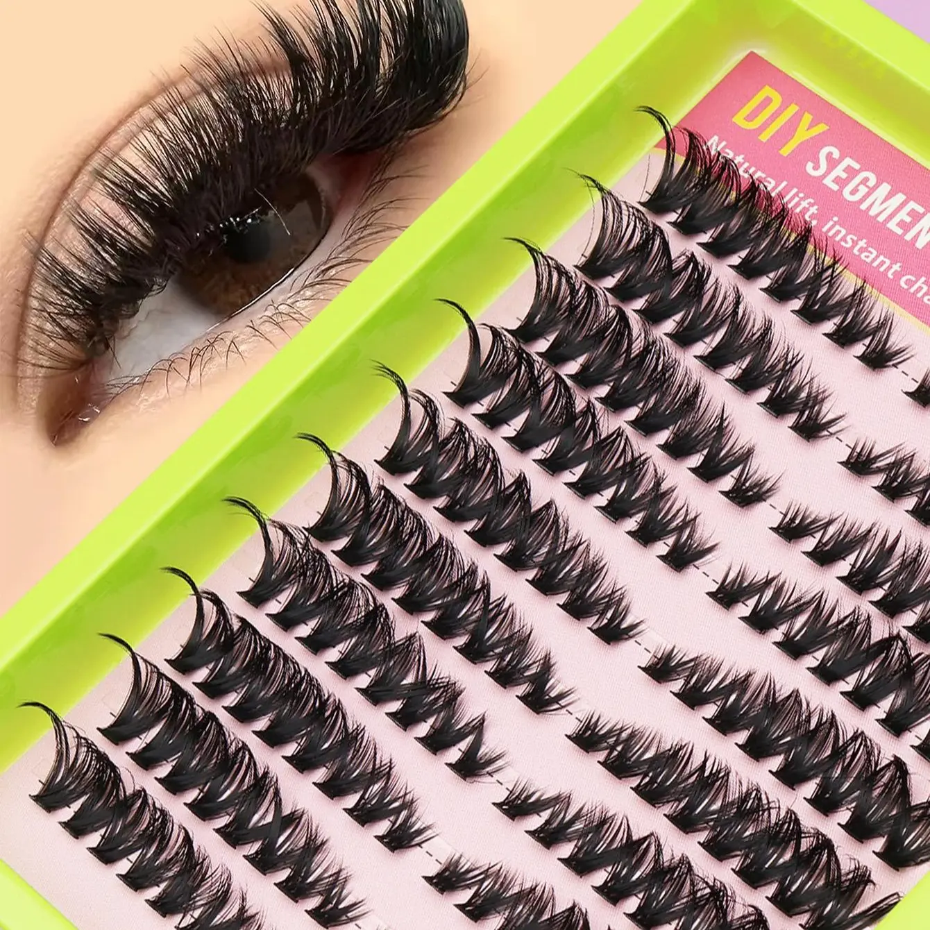 D-Curl Cosmetic Lash Clusters (160 Pcs) - Fluffy Dense Reusable Eyelash Extension Strips for Natural Makeup Look, Popular in Europe & America