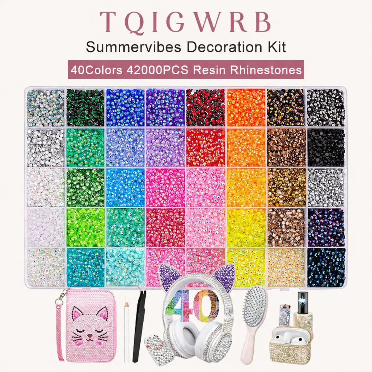 Gem DIY Bedazzling Kit with Mixed ResinRhinestones & Tweezers,Pick up Pen and Gifted Tools forDIY Crafts Apparel Nail Art Supplie