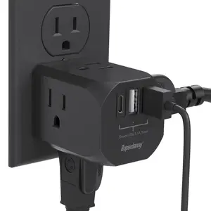 SUPERDANNY Multi Plug Outlet Extender with 3 USB Wall Charger & 4 Outlets Splitter for Home Office Dorm No Surge Protector for Cruise Ship Travel