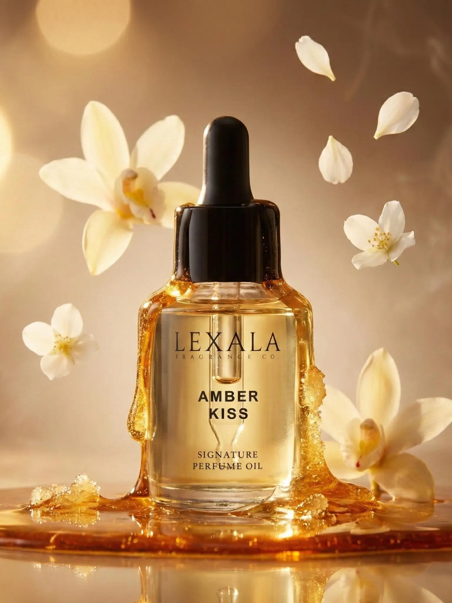 Amber Kiss Perfume Oil - 30 ml - Women's Fragrance Oil - Sugary Notes - Jasmine, Orchid - Woods  - Amber - Vanilla - Musk