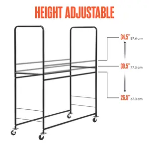 Houseables Tire Rack, Tire Storage Rack, Wheel Shelf Stand, Rolling, Locking Casters, Metal, Height Adjustable 26.5" - 34.5", for Garage, Car, Truck, SUV, Fits Up To 10 Wheels, 63 x 60 x 21 Inch