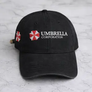 Umbrella Corporation Horror Game Embroidered Wash Baseball Cap, Ressident Evill Apparel For Men Women, Gamer Hat, Holiday Gift Idea | GN210326.C02299.ID01