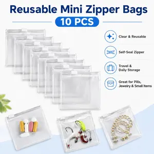 Self-Seal Zipper Bag, Reusable Multi-Functional Jewelry Storage Bags, Rectangular Travel & Daily Use Organizer, Space-Saving Pouches, 10-Pack