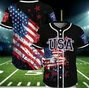 Patriotic Skull Baseball Jersey: 250 Years Freedom USA Flag Shirt