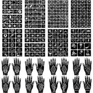 24 Sheets Henna Tattoo Stencils, 276+pcs Temporary Tattoo Stencils for Women Girls Kids Reusable Face Body Paint DIY Art Glitter Airbrush Tattoo Stencils Pack