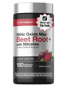 Horbäach Nitric Oxide Beet Root Capsules | 180 Count | with Nitrates and Precursor | for Men and Women | Vegetarian, Non-GMO, Gluten Free Supplement