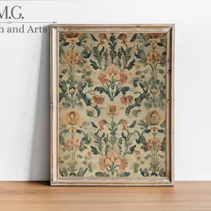 Vintage Wall Art, Antique Decor, Vintage Textile Art, Antique Textile Art, Rug Pattern Wall Print, Room Decor, Unframed