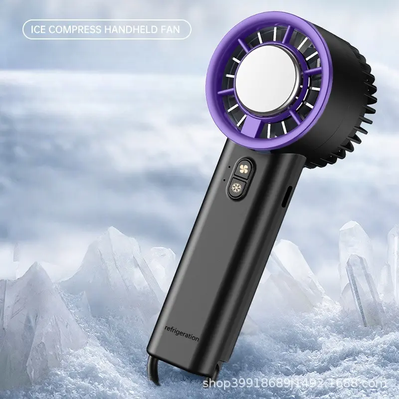 Handheld ice-cooling fan, small semiconductor refrigeration, digital display, portable pocket fan for dormitory and travel, wholesale Handheld ice-cooling fan, small semiconductor refrigeration, digital display, portable pocket fan for dormitory and travel, wholesale