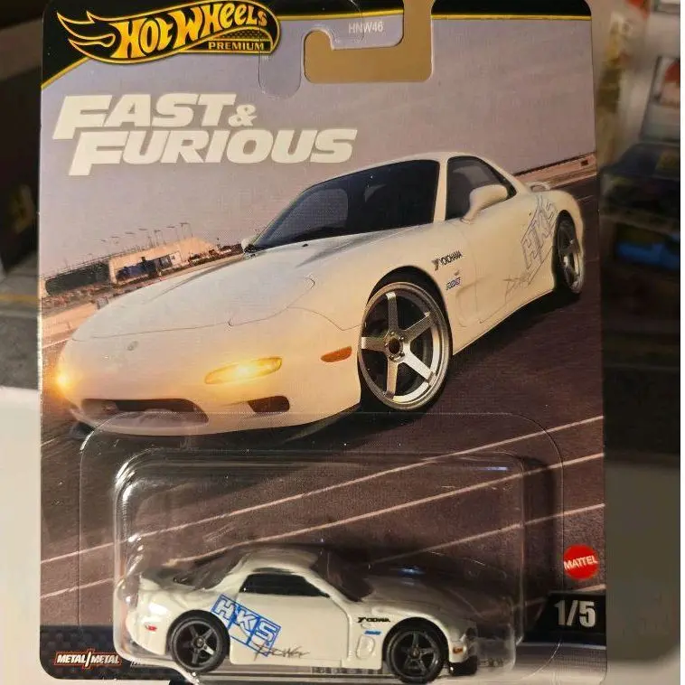 Hot Wheels Fast & Furious Mazda RX-7 FD 1/5 Scale Die-Cast Model Car White with Blue Decals