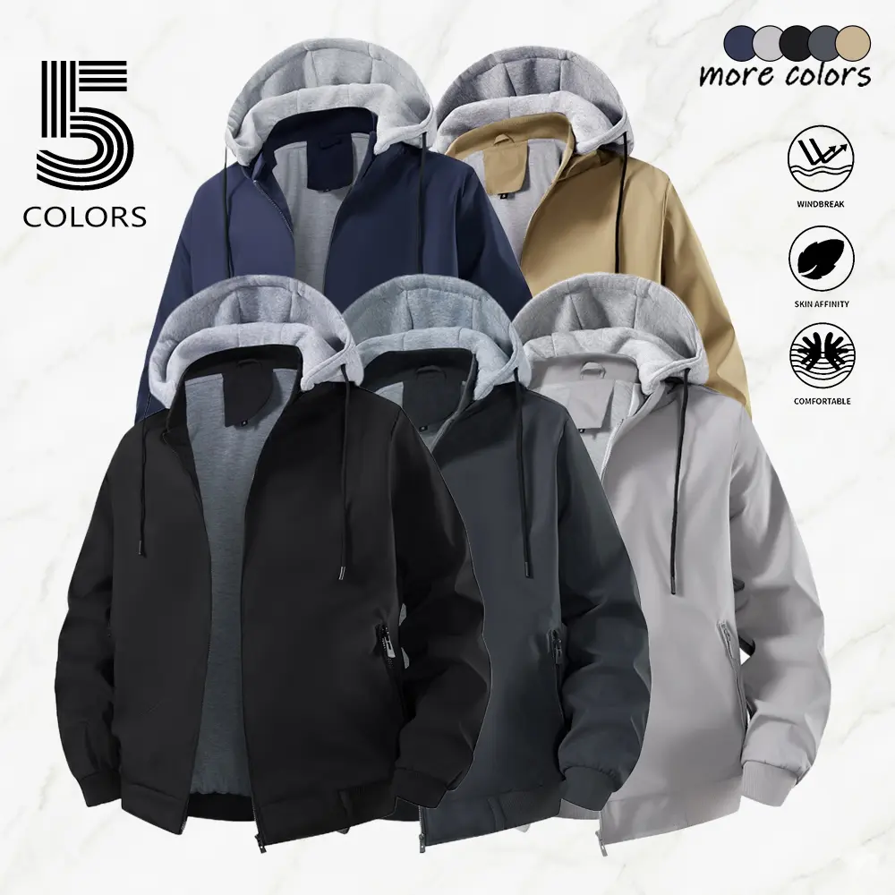 Men’s Winter Hooded Mountaineering Jacket - Menswear, Windproof Polyester Close-Fitting Outerwear with Multiple Pockets, Zipper Closure, Synthetic Material for Outdoor Sports, Fishing