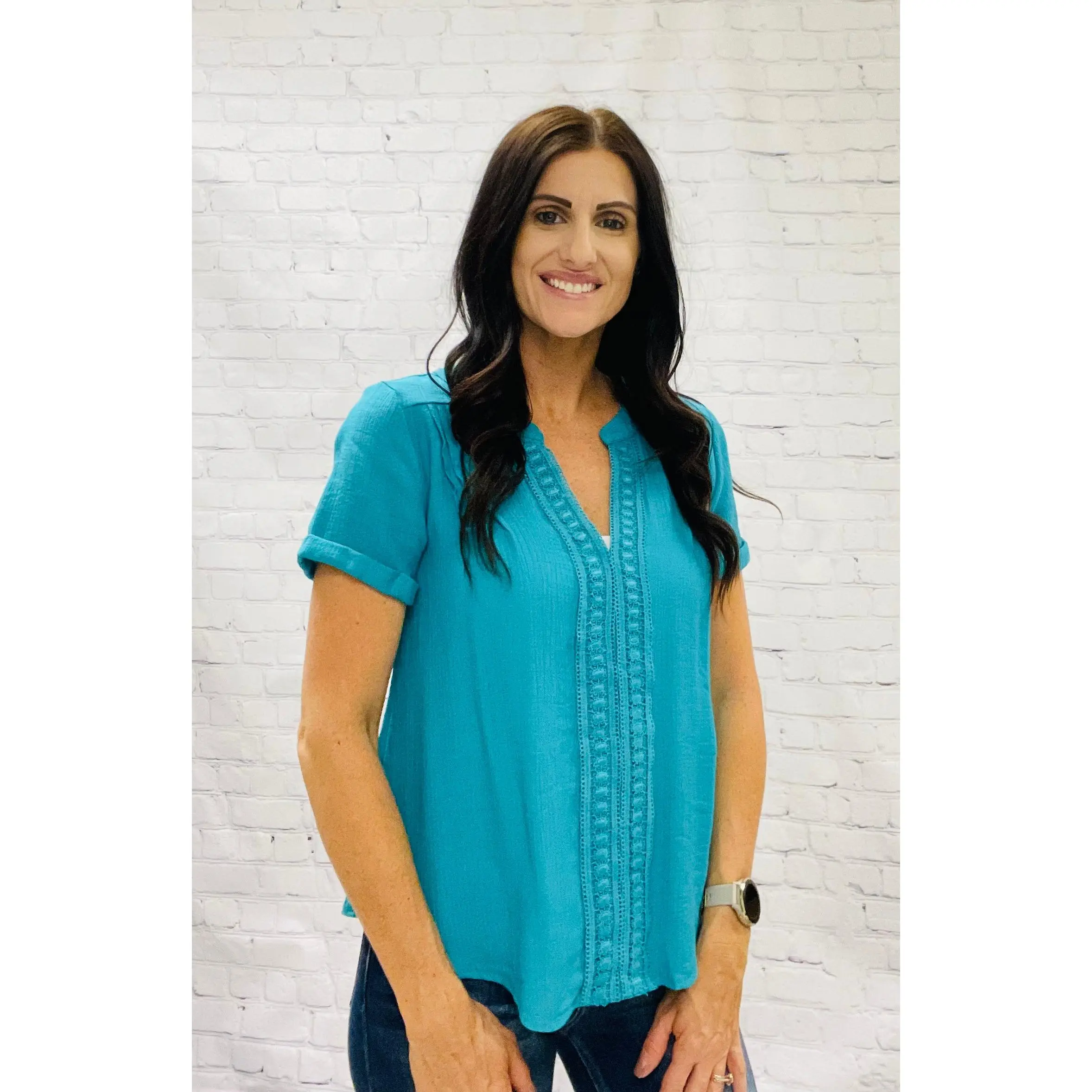 Turquoise Detail Blouse