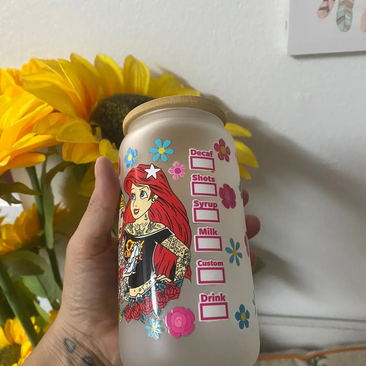 Tattoo princess 16oz frosted cup