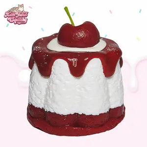 Cherry Little Pudding Squishy, , Handmade taba squishy, Food-Grade Silicone Slow-Rising Rebound Squishy, Sticky Squeeze Toys Gift, Fidget Toys for Stress Relief, Non-Toxic Sensory Toys (4.23oz/120g)